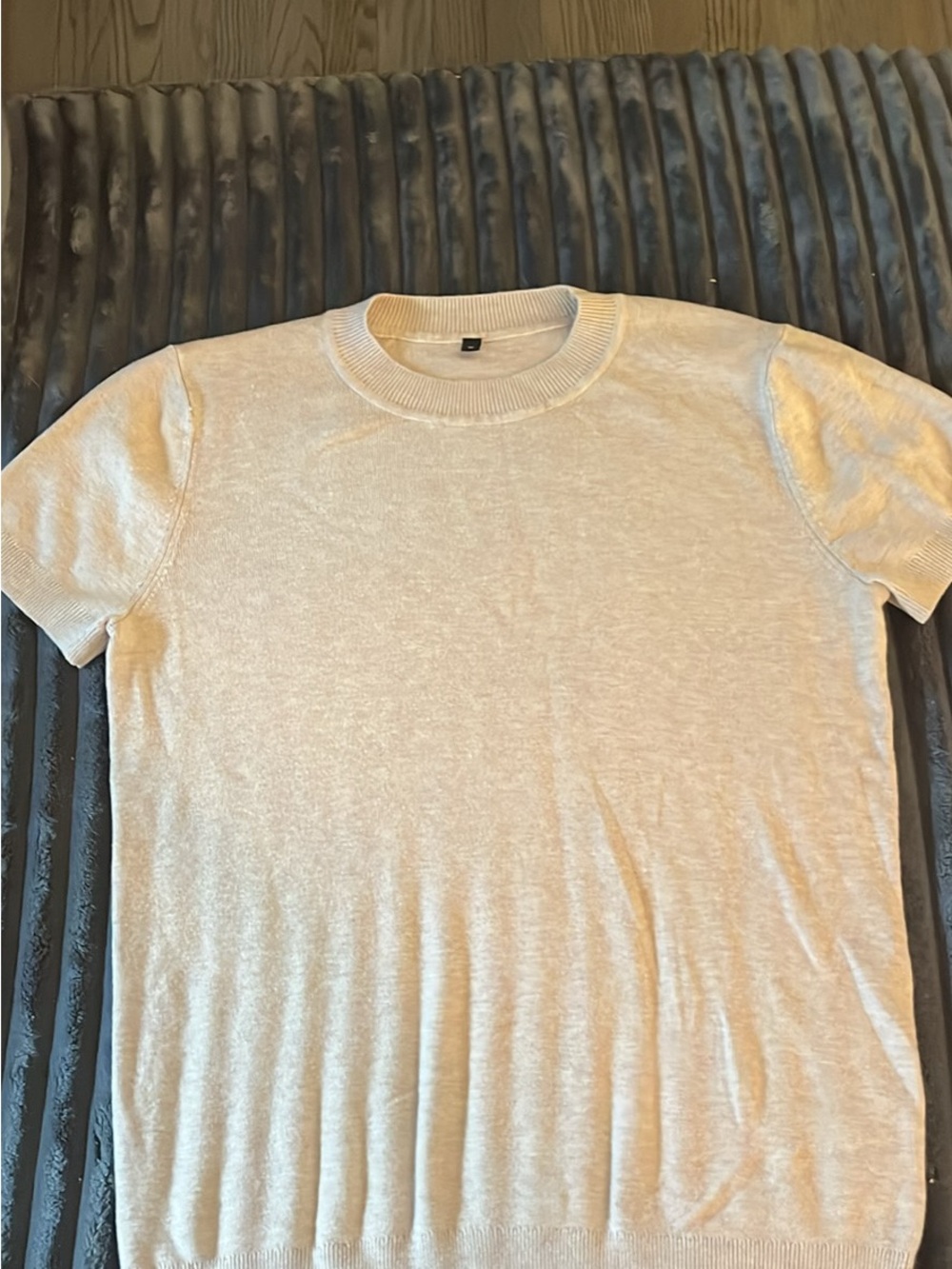 Light Cream Short-Sleeve Crewneck Sweater